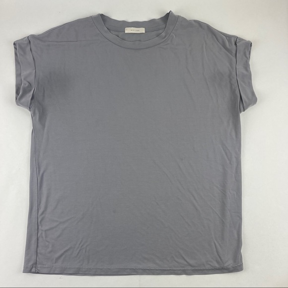 All Row Tshirt Womens Gray Crew Neck Rolled Sleeve - Picture 1 of 9